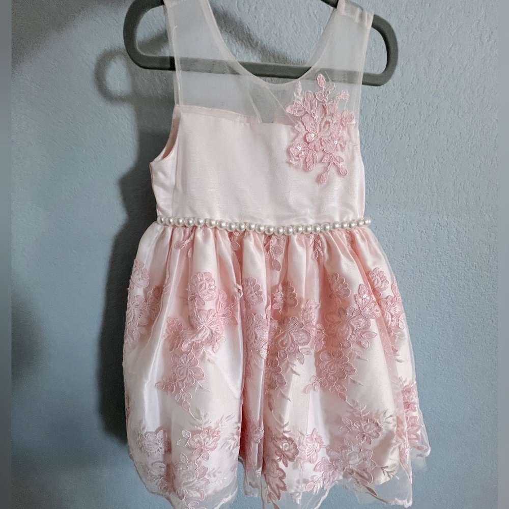 Pink lace flower girl dress